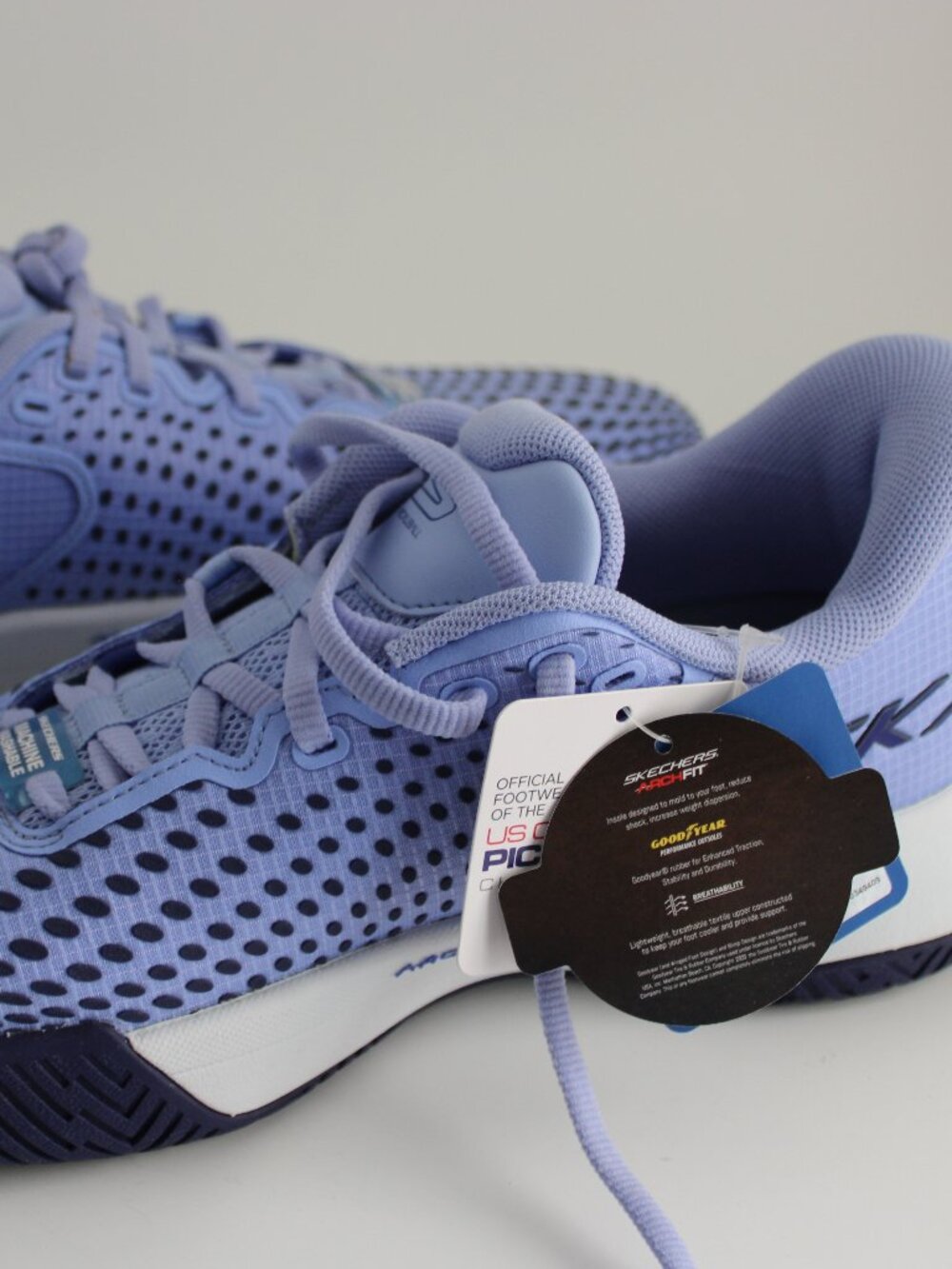 Skechers Archfit Pickleball NWT 8.5 Blue Cushion Comfort Sneakers Goodyear Soles
